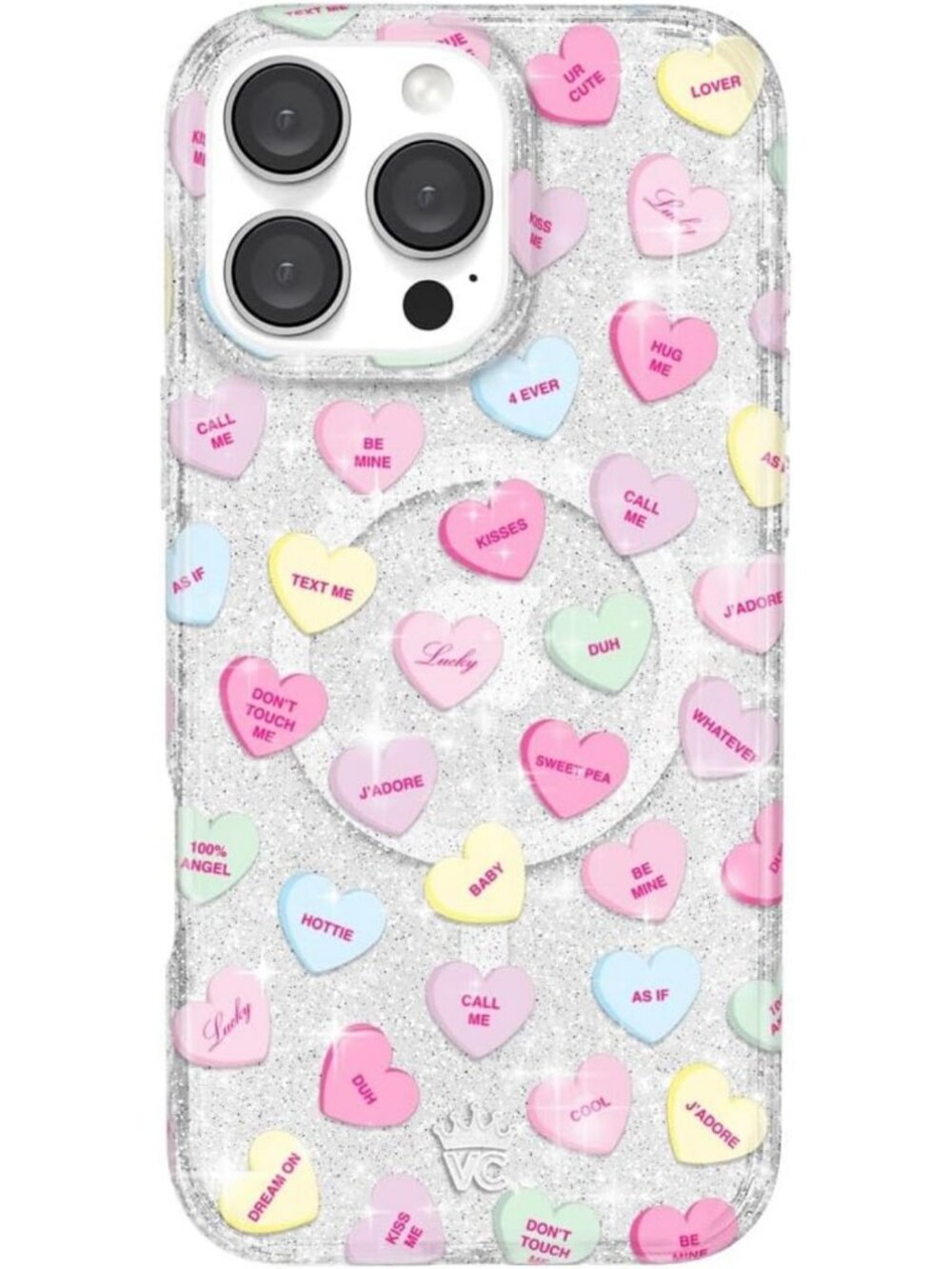 Glitter Hearts iPhone 16 Pro Max Case - MagSafe Compatible, 16ft Drop Tested